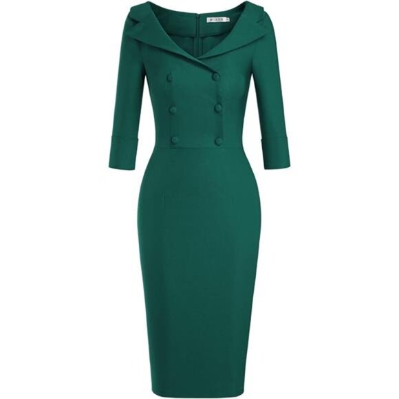 Women's Classic Vintage Sweetheart Tea Dress Dark Green